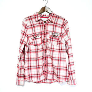 Maurices Premium Button-Up Shirt Long Sleeve Embellishments Cotton Women's Sz 0